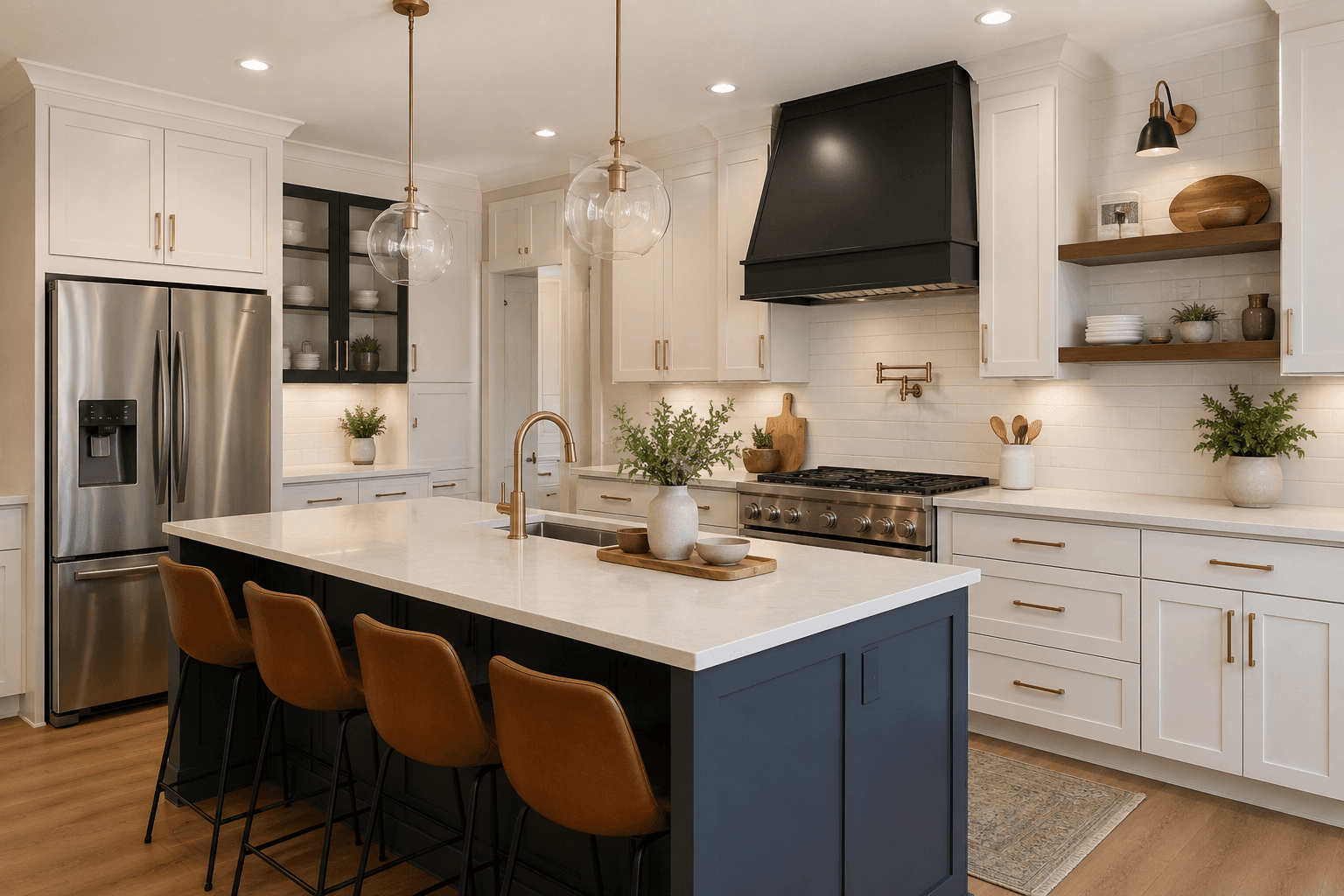 Modern 2026 kitchen remodel with cabinetry, countertops, and lighting